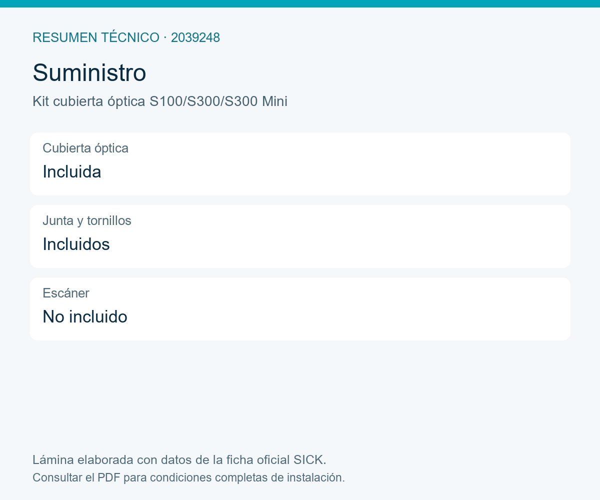 [Klever Portal:8686:97cdc5cbd1d0] SICK Cubierta óptica de repuesto con junta y tornillos - Kit cubierta óptica S100/S300/S300 Mini