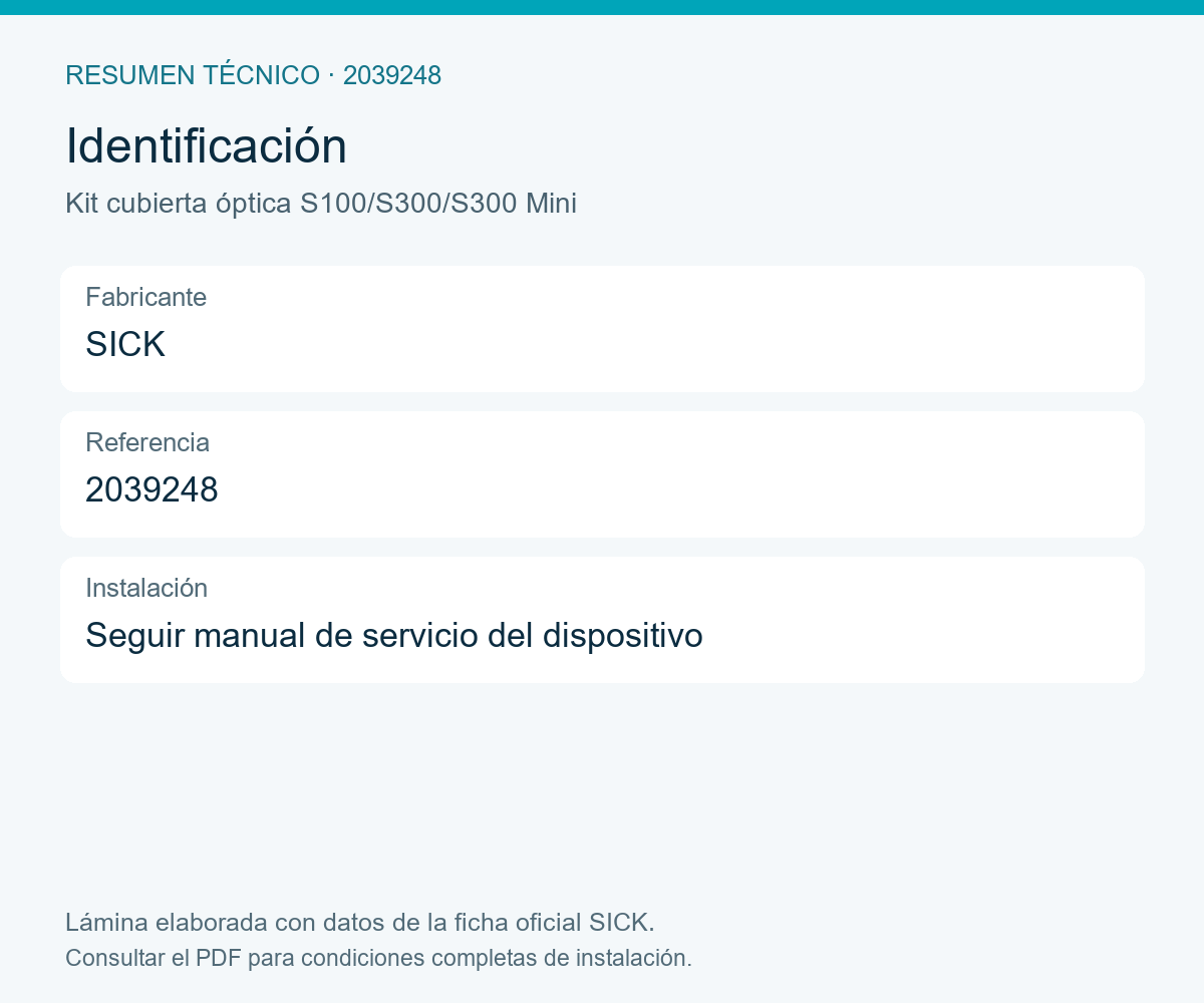 [Klever Portal:8687:abcd6e0c31af] SICK Cubierta óptica de repuesto con junta y tornillos - Kit cubierta óptica S100/S300/S300 Mini