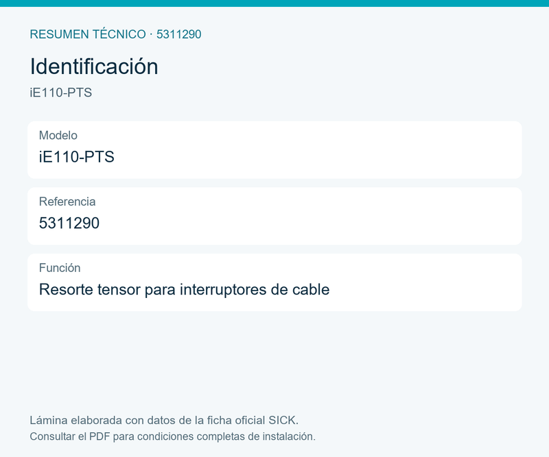 [Klever Portal:8692:2af4a7cf4083] SICK Resorte tensor para interruptores de cable - iE110-PTS
