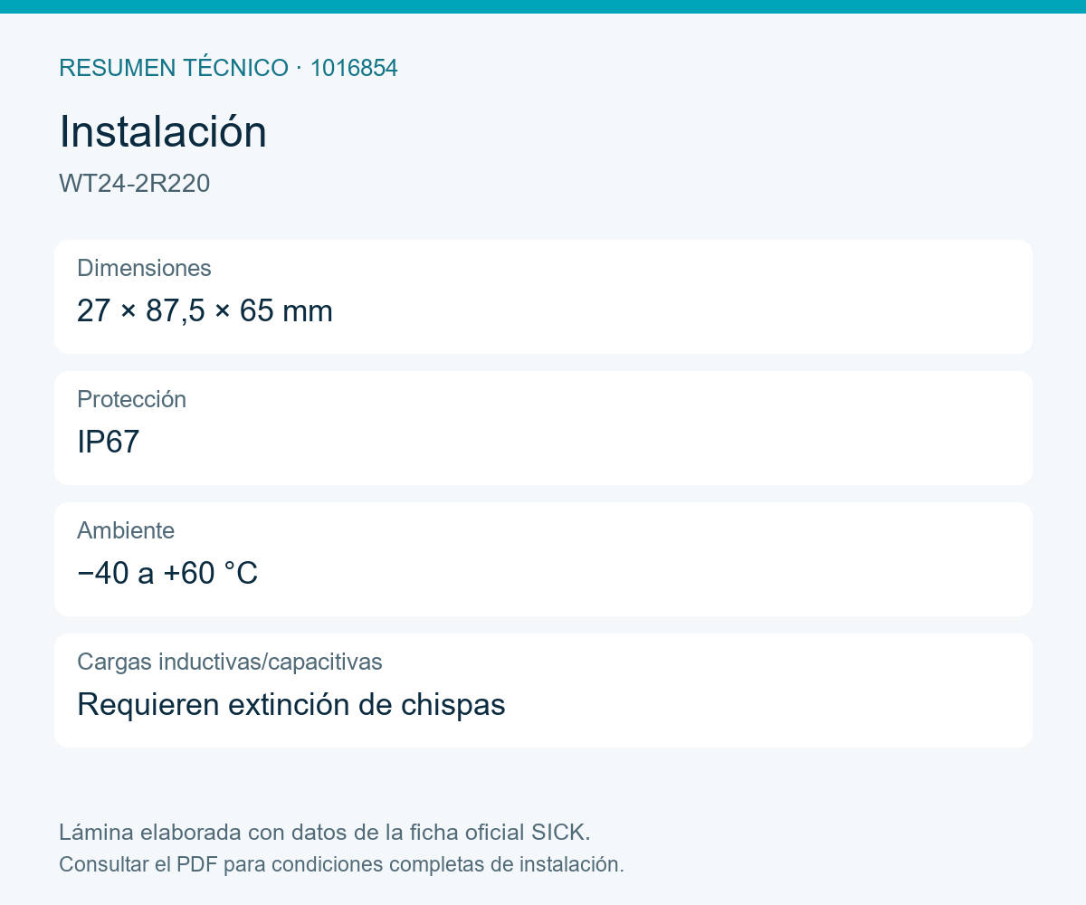 [Klever Portal:8702:9d4f5bb9b423] SICK Fotocélula con supresión de fondo y salida de relé - WT24-2R220