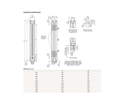 SICK Receptor de cortina de seguridad de 1.800 mm - M40E-70A323RB0