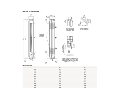 SICK Receptor de cortina de seguridad de 1.800 mm - M40E-70A323RB0