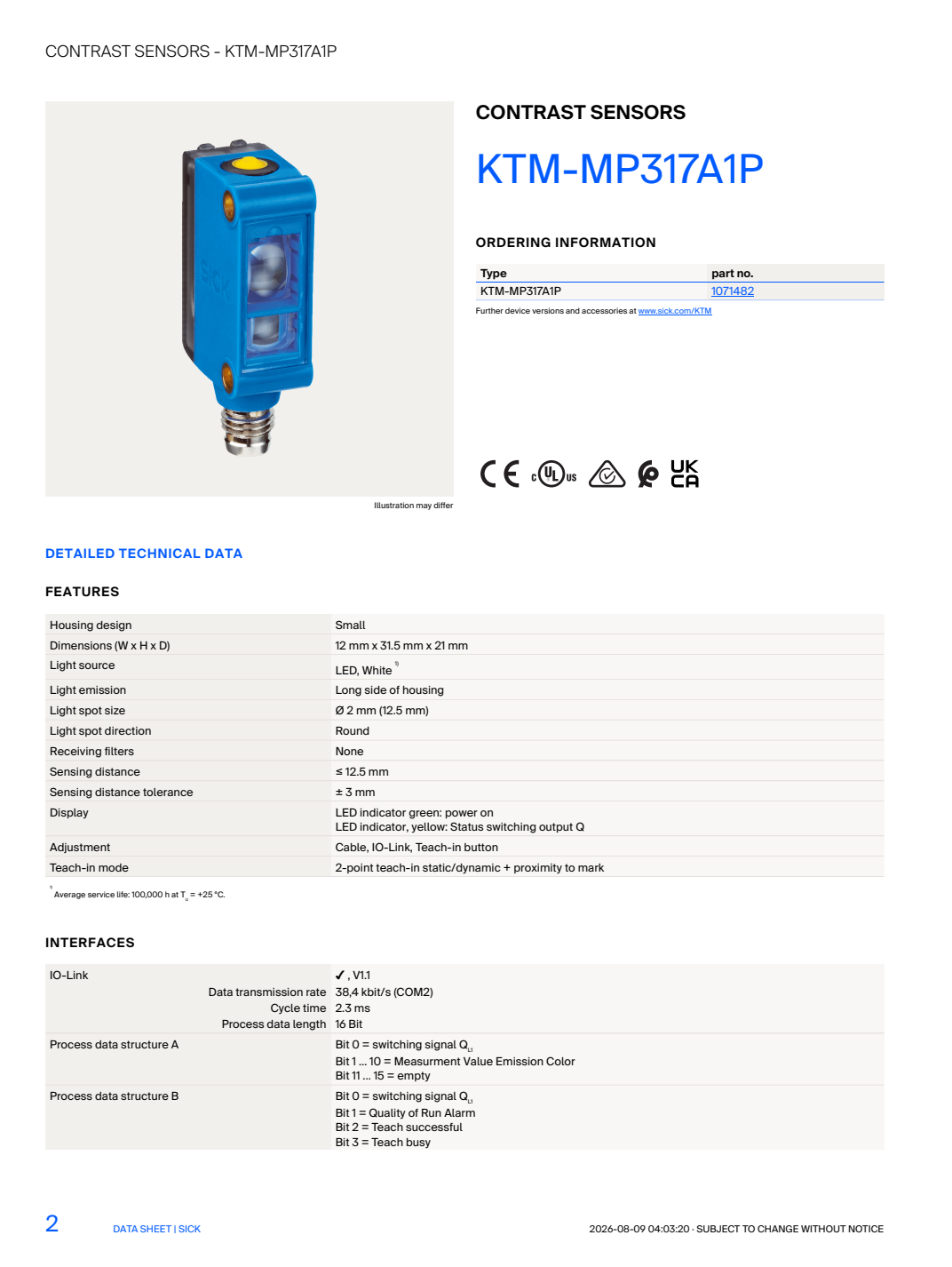 SICK KTM-MP317A1P