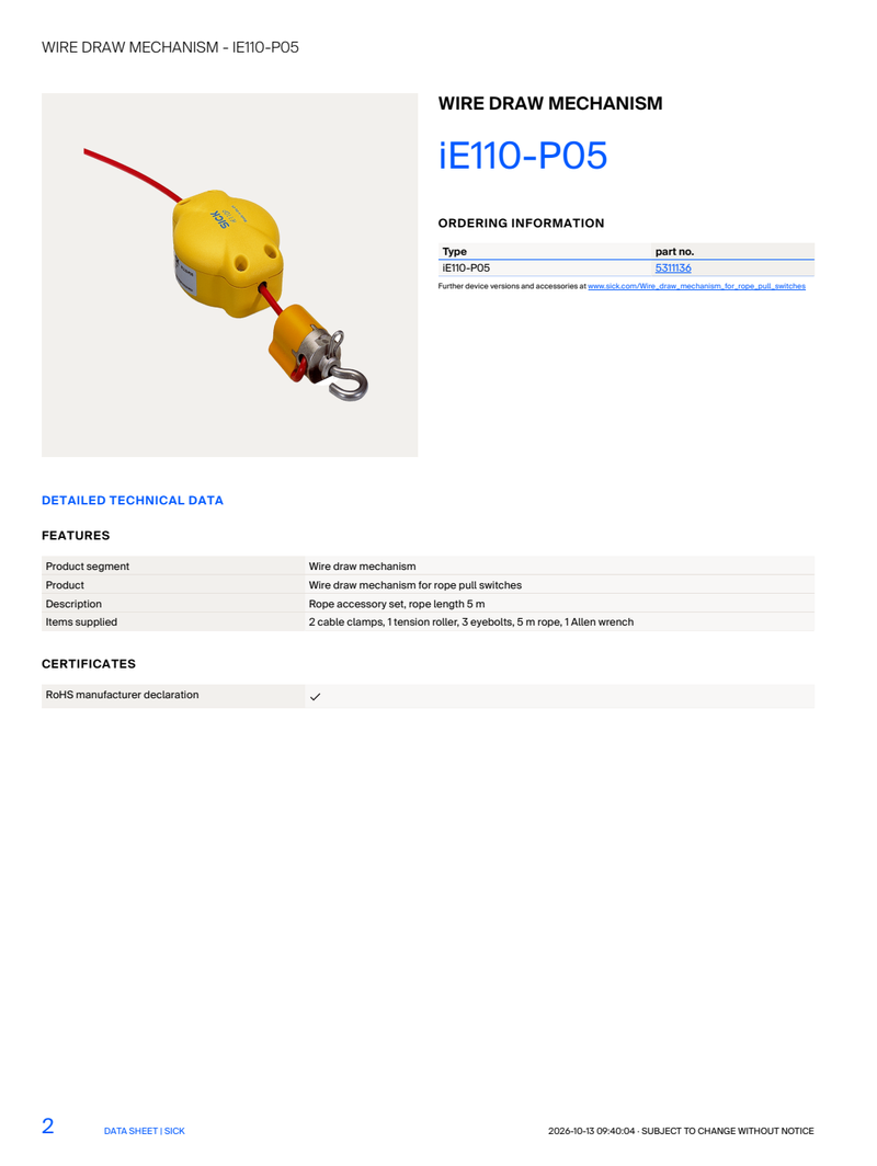 [Klever Portal:8721:3b598673259d] SICK iE110-P05