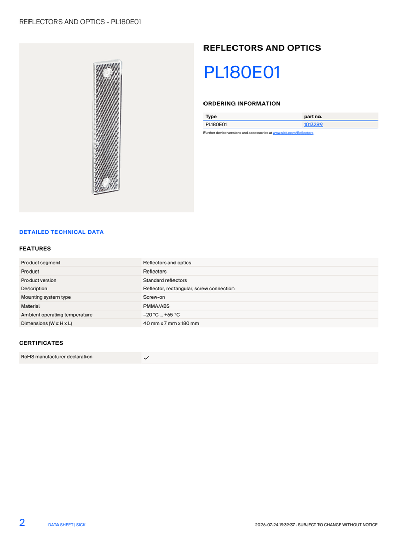 [Klever Portal:8726:e9186e58c4a3] SICK PL180E01