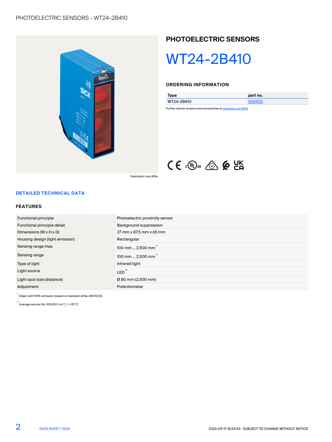 [Klever Portal:8730:d920c005dd23] SICK WT24-2B410