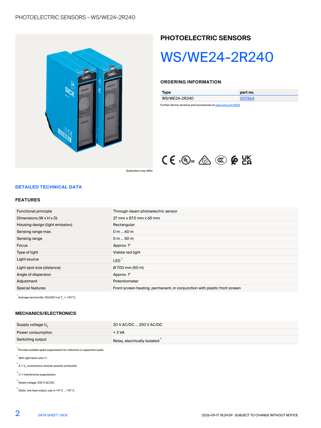 SICK WS/WE24-2R240