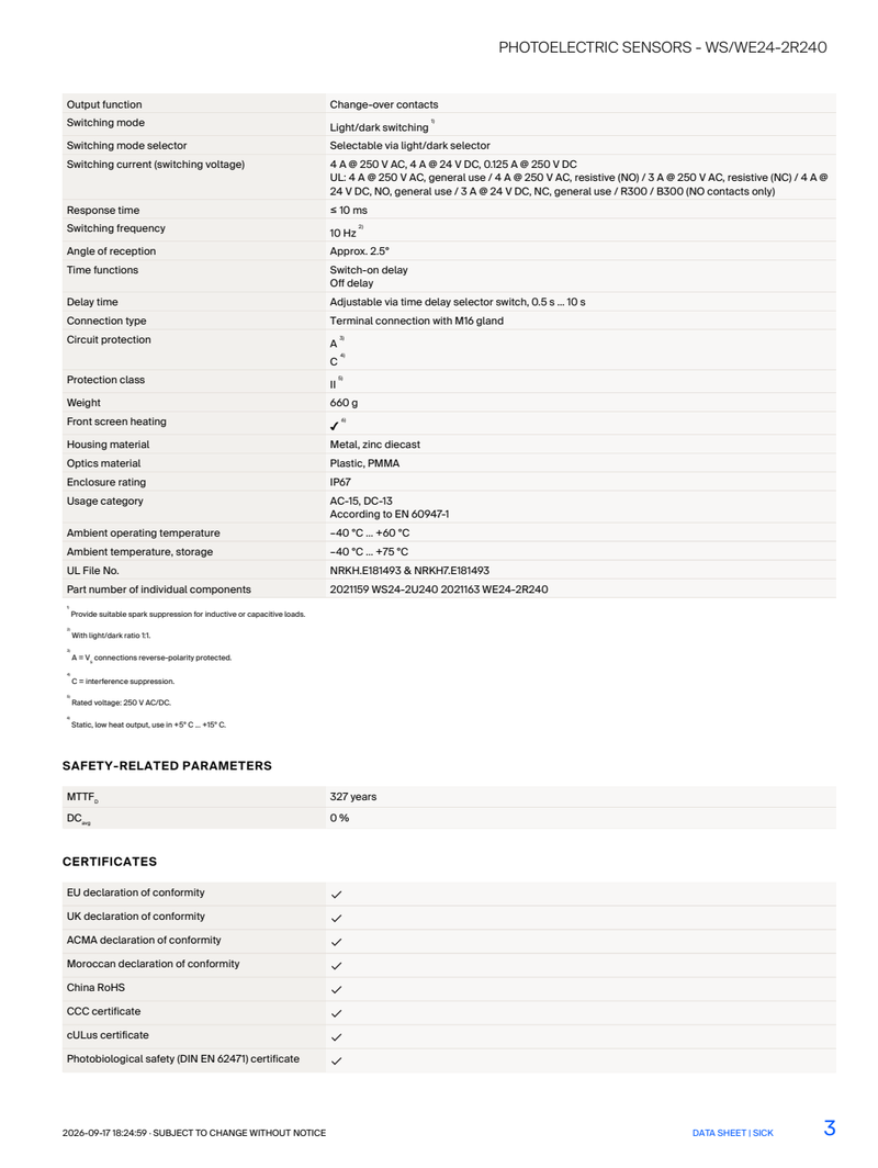 [Klever Portal:8742:4082eebdf123] SICK WS/WE24-2R240