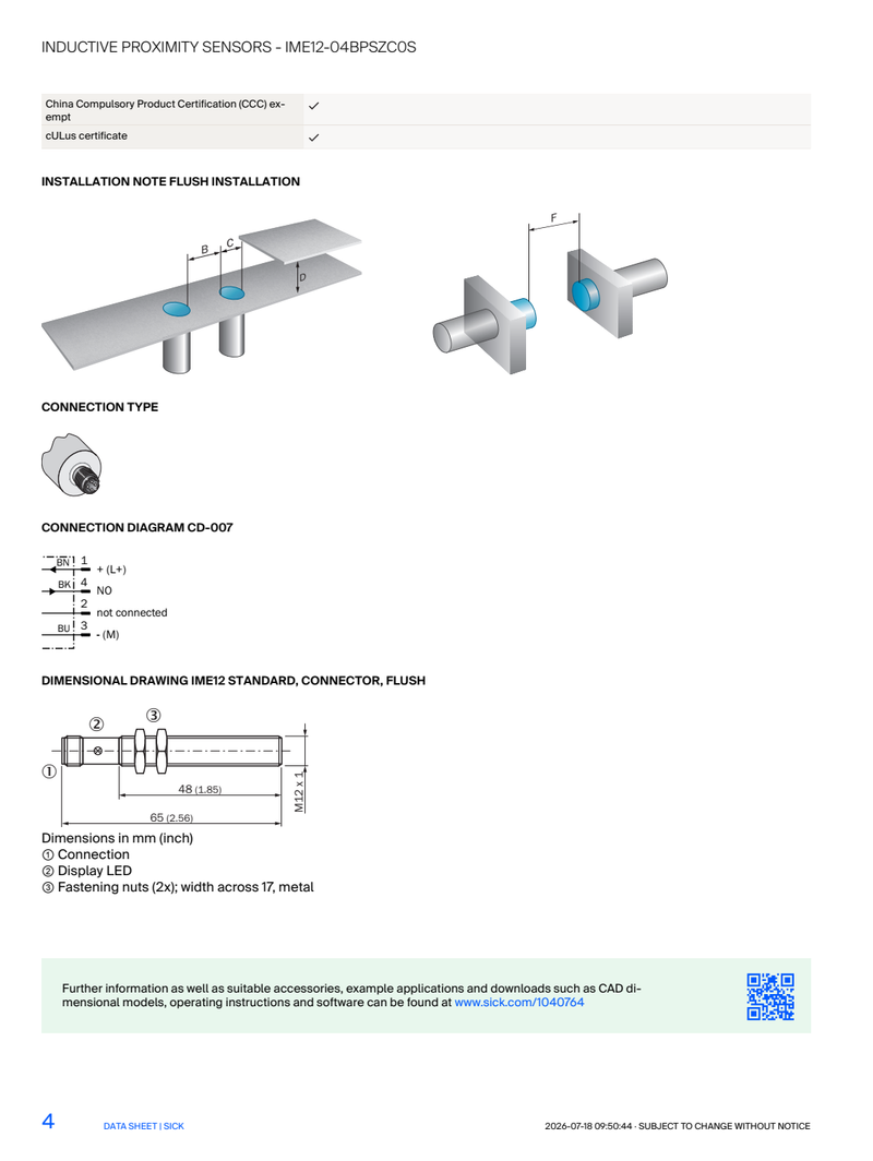 [Klever Portal:8761:1ef16f5895c3] SICK IME12-04BPSZC0S