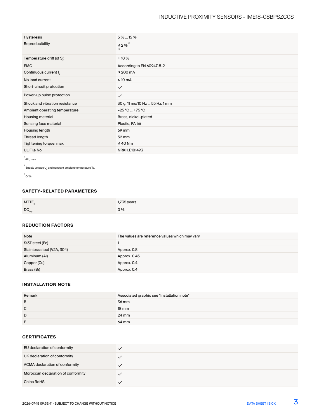 [Klever Portal:8772:196efdedbde7] SICK IME18-08BPSZC0S