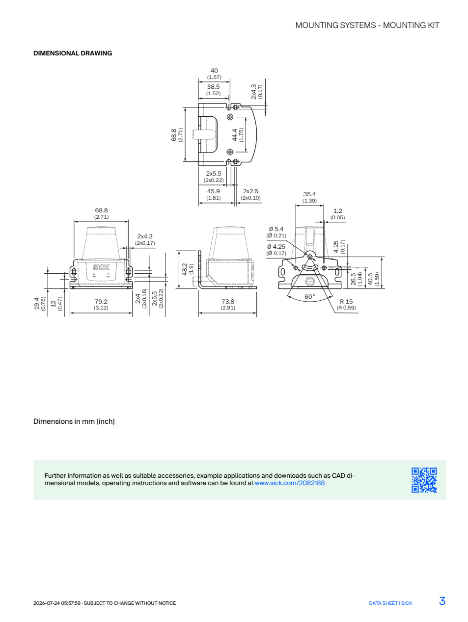 [Klever Portal:8778:183431a6526a] SICK Mounting kit 2082188