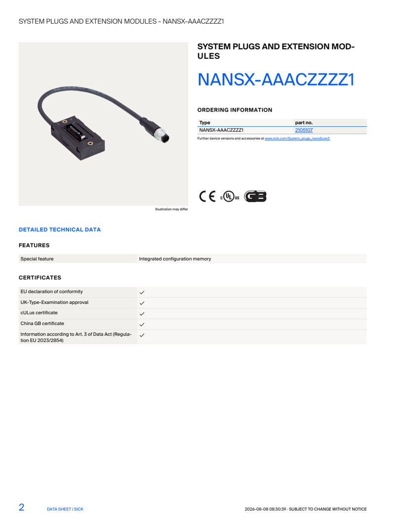 [Klever Portal:8786:7202f724ec81] SICK NANSX-AAACZZZZ1