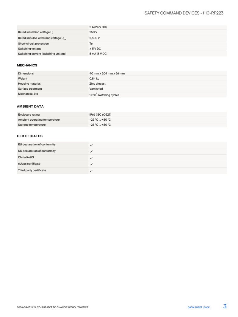[Klever Portal:8809:fb5c6f894047] SICK i110-RP223