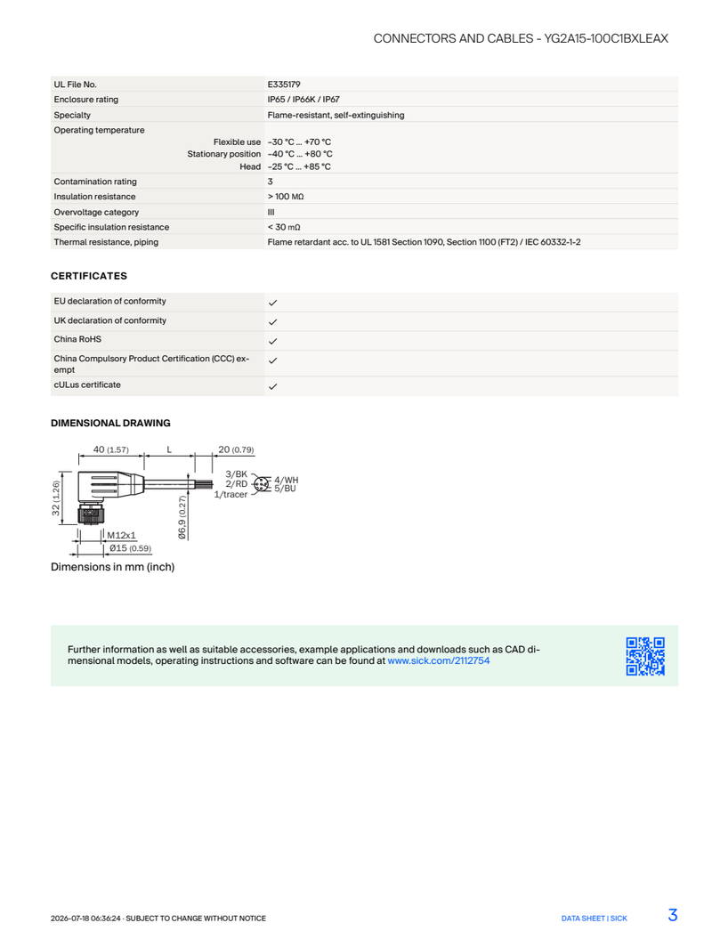 [Klever Portal:8823:fc00d8cbef37] SICK YG2A15-100C1BXLEAX