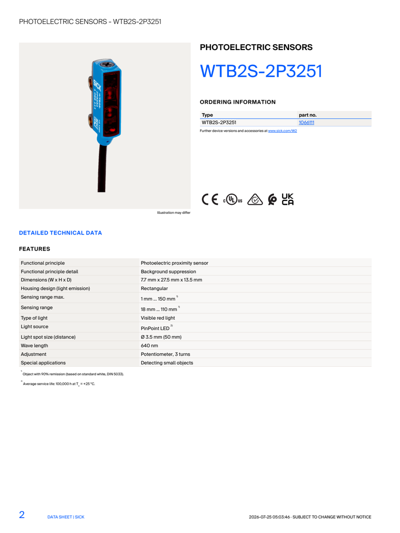 [Klever Portal:8861:497a78071aa5] SICK WTB2S-2P3251