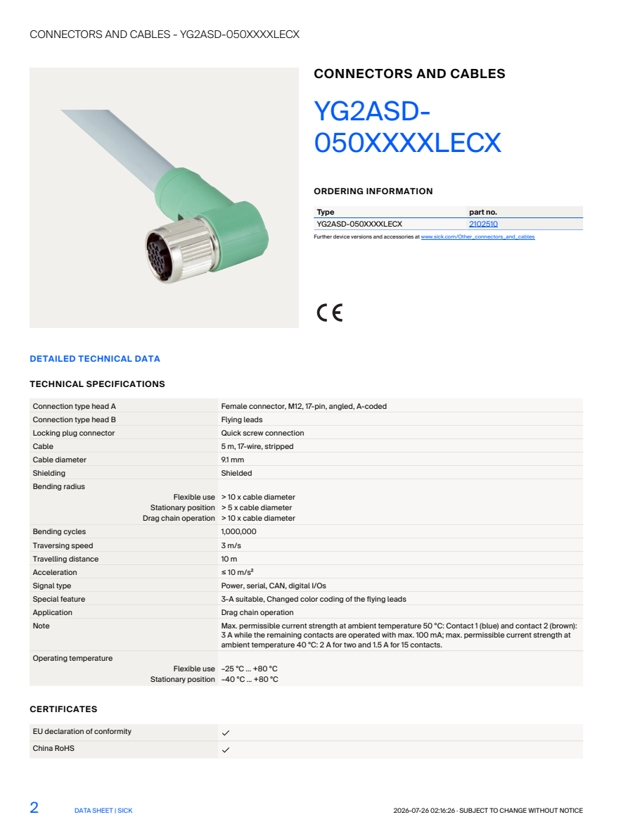 SICK YG2ASD-050XXXXLECX