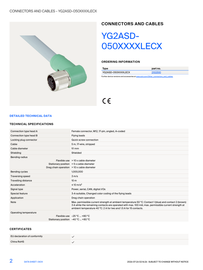 [Klever Portal:8864:497ea0f11b8d] SICK YG2ASD-050XXXXLECX