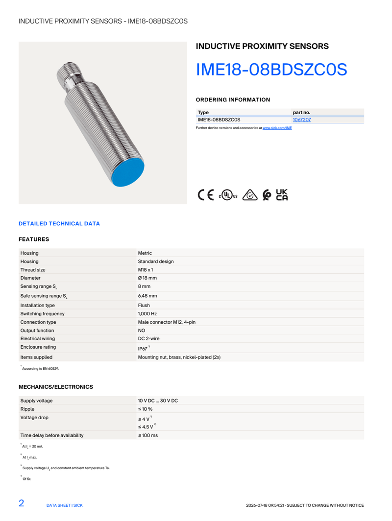 [Klever Portal:8875:124d9f549622] SICK IME18-08BDSZC0S