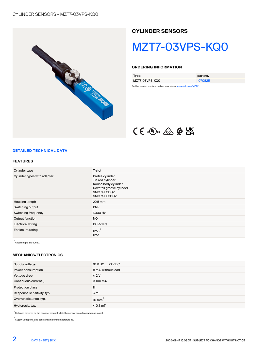 [Klever Portal:8883:76f72715d22c] SICK MZT7-03VPS-KQ0