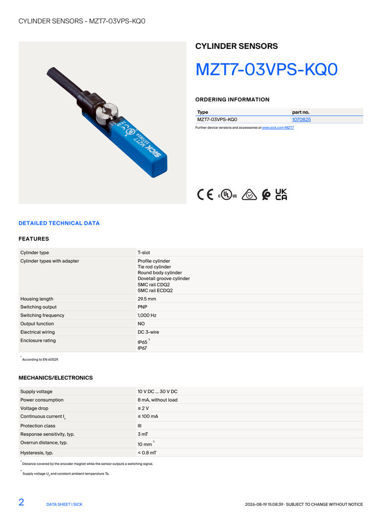 [Klever Portal:8883:76f72715d22c] SICK MZT7-03VPS-KQ0