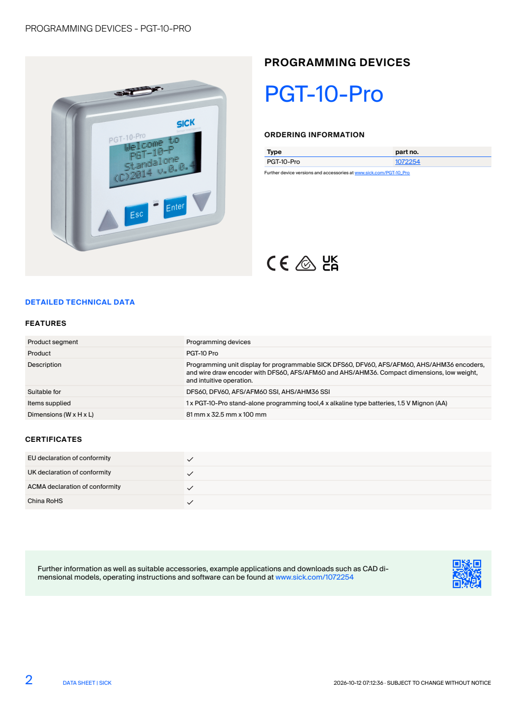 SICK PGT-10-Pro