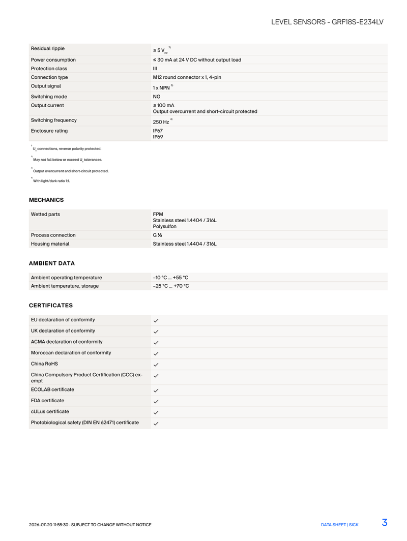 [Klever Portal:8902:fa85efe3af6b] SICK GRF18S-E234LV
