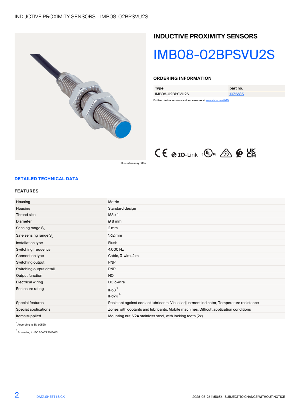 [Klever Portal:8903:9fbc9f550bd3] SICK IMB08-02BPSVU2S