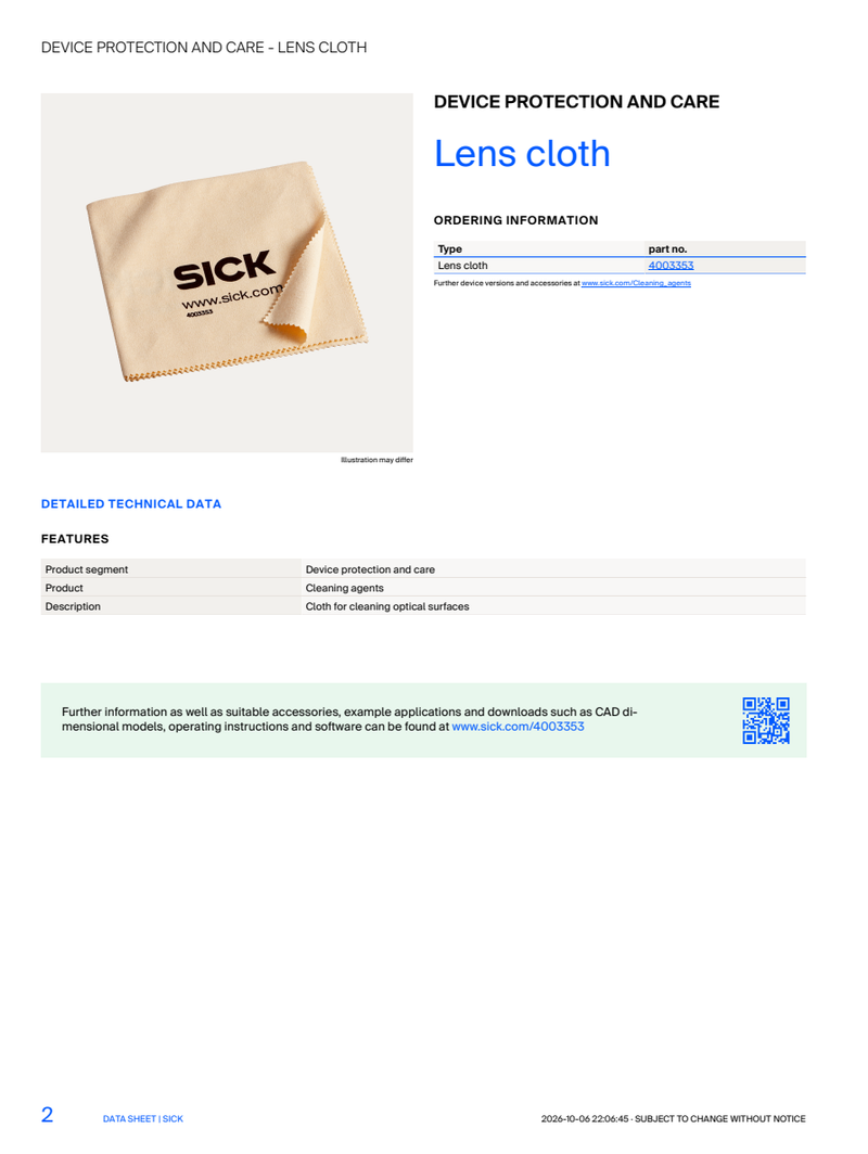 [Klever Portal:8918:c0498eea986f] SICK Paño de limpieza óptica