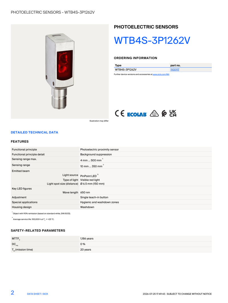 [Klever Portal:8941:79c30378c1a5] SICK WTB4S-3P1262V